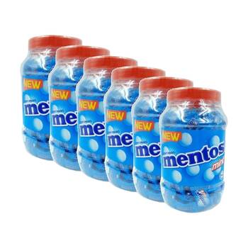 6PK Mentos Mini Mint Breath Mints Jar W/ Resealable Lid 540g