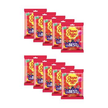 10PK Chupa Chups Fruits The Best Of Lollipops Multi Flavour Lollies Pack 93g