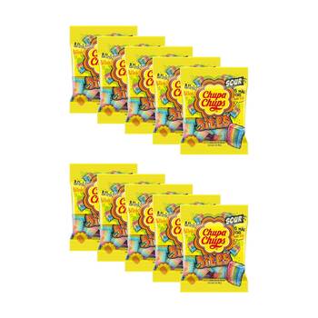 10PK Chupa Chups Jelly Sour Bite Sugar Coated Lollies Candy Pack 90g