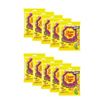 10PK Chupa Chups Jelly Sour Crawl Sugar Coated Lollies Candy Pack 90g