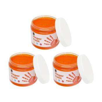 3PK Educational Colours Finger Paint Orange 20ml Kids Art/Craft 250ml 3y+
