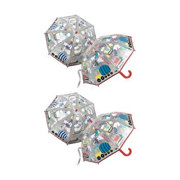 2PK Floss & Rock Kids Colour Changing Umbrella Rain Accessory Construction Theme