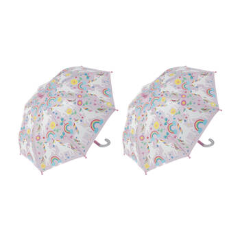 2PK Floss & Rock Colour Changing Umbrella Rainbow Unicorn Kids 3y+ 60x70cm