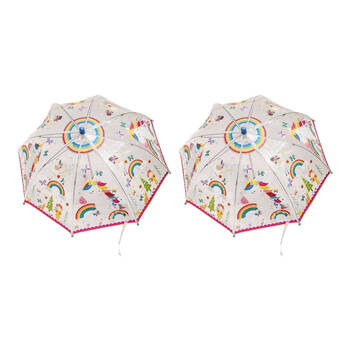 2PK Floss & Rock Colour Changing Umbrella Rainbow Fairy Transparent 3y+ 60x70cm