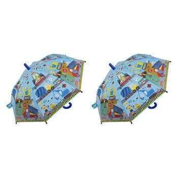 2PK Floss & Rock Colour Changing Umbrella Construction Theme Kids 3y+ 60x70cm