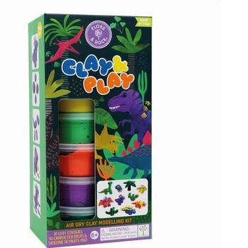 21pc Floss & Rock Clay & Play Dinosaur Craft Kit 10 Colours Kids Activity 6y+