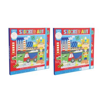 2x 13pc Floss & Rock Sticker Art Construction 8 Scenes 5 Scented Sheets Fun 3y+