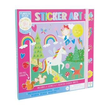 13pc Floss & Rock Sticker Art Rainbow Fairy 8 Scenes 5 Scented Sheets 3y+
