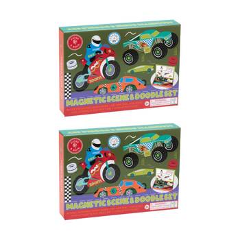 2PK Floss & Rock Kids 3y+ Magnetic Scene And Doodle Drawing Set Cars