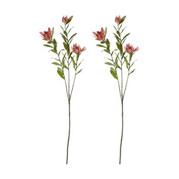 2PK E Style Protea Orientale Spray Pink Artificial Flower Floral Stem 42x16x99cm