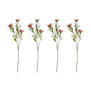 4PK E Style Protea Orientale Spray Pink Artificial Flower Floral Stem 42x16x99cm
