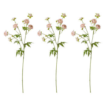 3PK E Style Ranunculus Spray Soft Pink Artificial Flower Stem 20x12x56cm