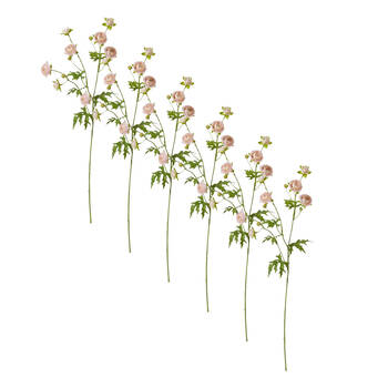 6PK E Style Ranunculus Spray Soft Pink Artificial Flower Stem 20x12x56cm