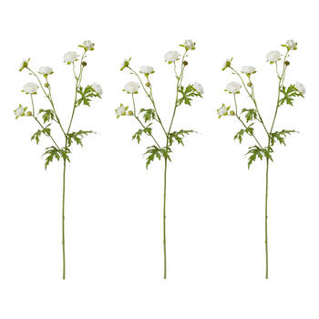3PK E Style Ranunculus Spray White Artificial Flower Stem 20x12x56cm