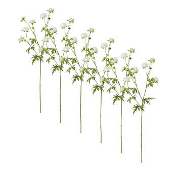 6PK E Style Ranunculus Spray White Artificial Flower Stem 20x12x56cm