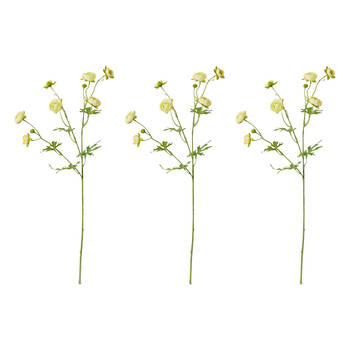 3PK E Style Ranunculus Spray Yellow Artificial Flower Stem 20x12x56cm