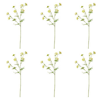 6PK E Style Ranunculus Spray Yellow Artificial Flower Stem 20x12x56cm