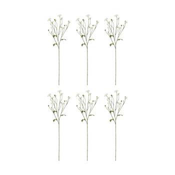 6PK E Style Dahlia Princess Spray White Artificial Floral Stem 20x12x69cm