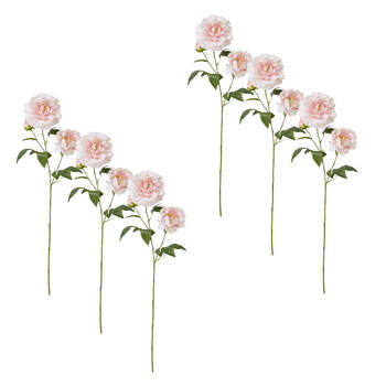 6PK E Style Peony Lillian Spray Soft Pink Artificial Flower Stem 20x20x74cm