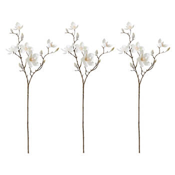 3PK E Style Magnolia Mini Spray White Artificial Floral Stem 26x26x66cm