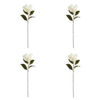 4PK E Style Magnolia Floral Stem White Artificial Flower 20x14x74cm