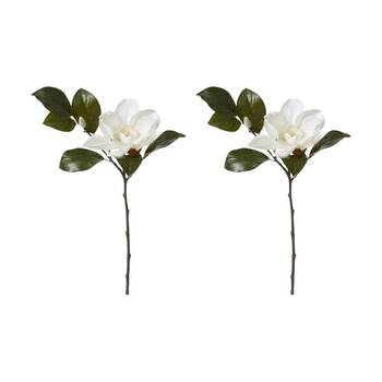 2PK E Style Magnolia Floral Stem White Artificial Flower 31x23x81cm