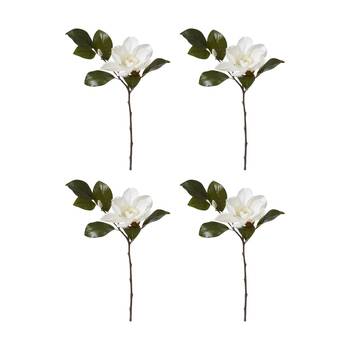 4PK E Style Magnolia Floral Stem White Artificial Flower 31x23x81cm