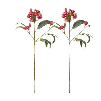 2PK E Style Eucalyptus Flowering Spray Red Artificial Floral Plant 17x8x76cm