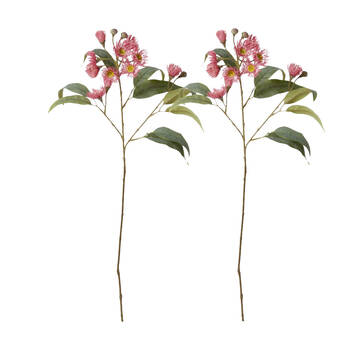 2PK E Style Eucalyptus Flowering Spray Artificial Flower Soft Pink 17x8x76cm