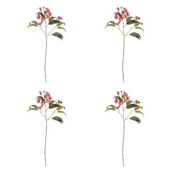 4PK E Style Eucalyptus Flowering Spray Artificial Flower Soft Pink 17x8x76cm