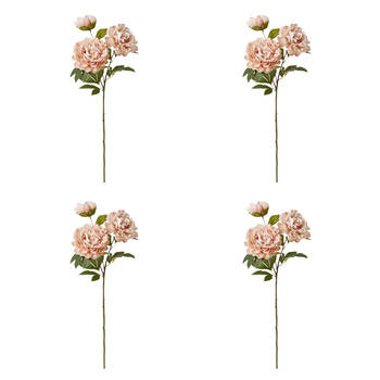 4PK E Style Peony Queen Spray Stem Artificial Flower Pink 30x20x76cm
