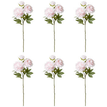 6PK E Style Peony Queen Spray Stem Artificial Flower Soft Pink 30x20x76cm