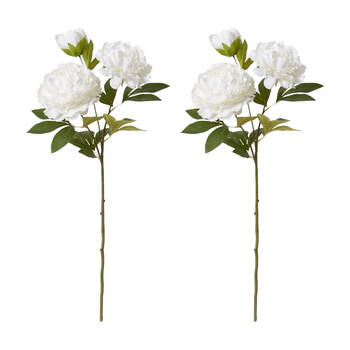 2PK E Style Peony Queen Spray Stem Artificial Flower White 30x20x76cm
