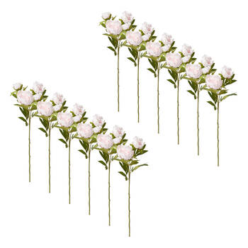 12PK E Style Classic Peony Spray Stem Artificial Flower Soft Pink 27x24x75cm