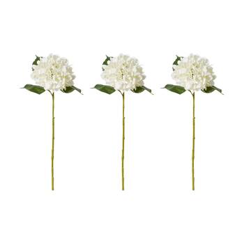 3PK E Style Hydrangea Classic Small Stem Artificial Flower White 20x20x61cm