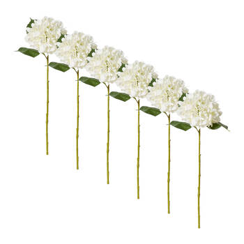 6PK E Style Hydrangea Classic Small Stem Artificial Flower White 20x20x61cm