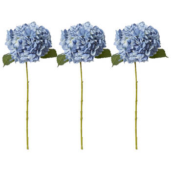 3PK E Style Hydrangea Classic Large Stem Artificial Flower Blue 23x23x65cm