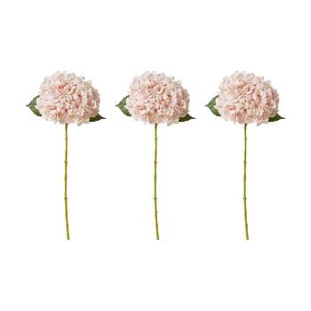 3PK E Style Hydrangea Classic Large Stem Artificial Flower Pink 23x23x65cm