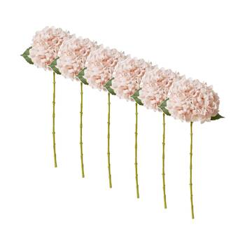 6PK E Style Hydrangea Classic Large Stem Artificial Flower Pink 23x23x65cm