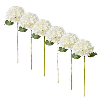 6PK E Style Hydrangea Classic Large Stem Artificial Flower White 23x23x65cm