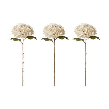 3PK E Style Hydrangea Decor Stem Artificial Flower Ivory 26x23x66cm