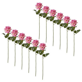 12PK E Style Classic Rose Stem Artificial Flower Decor Pink 9x7x46cm
