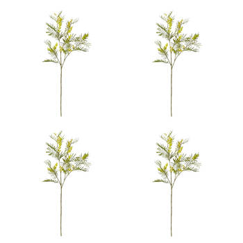 4PK E Style Wattle Pick Spray Stem Artificial Flower Decor Yellow 15x8x79cm