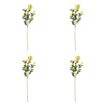 4PK E Style Wattle Pick Spray Stem Artificial Flower Decor Yellow 12x6x85cm