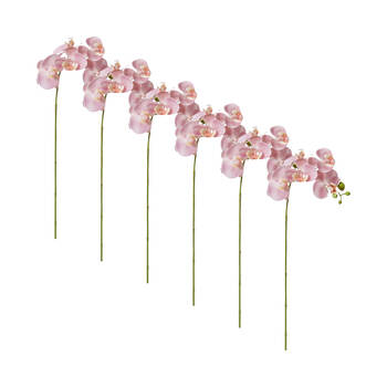6PK E Style Phalaenopsis Orchid Stem Artificial Flower Pink 25x10x55cm
