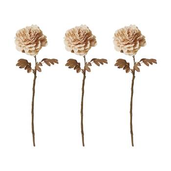 3PK E Style Peony Decor Stem Artificial Flower Antique Cream 17x17x69cm