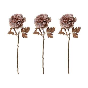 3PK E Style Peony Decor Stem Artificial Flower Dusty Mauve 17x17x69cm