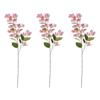 3PK E Style Bougainvillea Spray Stem Artificial Flower Soft Pink 18x9x86cm