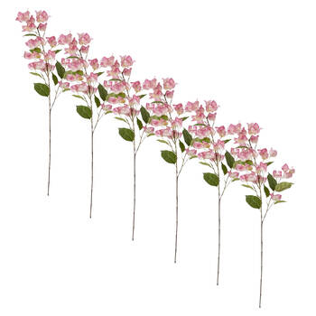 6PK E Style Bougainvillea Spray Stem Artificial Flower Soft Pink 18x9x86cm