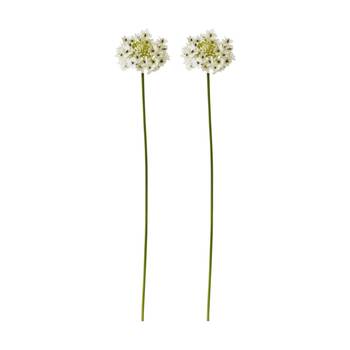 2PK E Style Star Flower Stem Artificial Floral Decor White 13x7x76cm